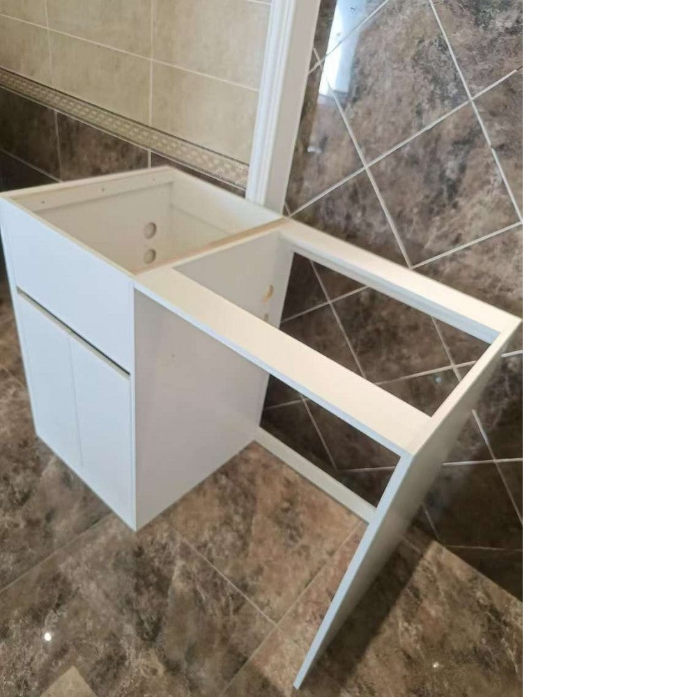 1200MM WHITE PLYWOOD LAUNDRY STATION | STONE BENCHTOP | STAINLESS STEEL SINK