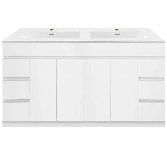 1800MM MADRID WHITE GLOSS PLYWOOD FLOORSTANDING VANITY DOUBLE BASIN - The Tile Collection™