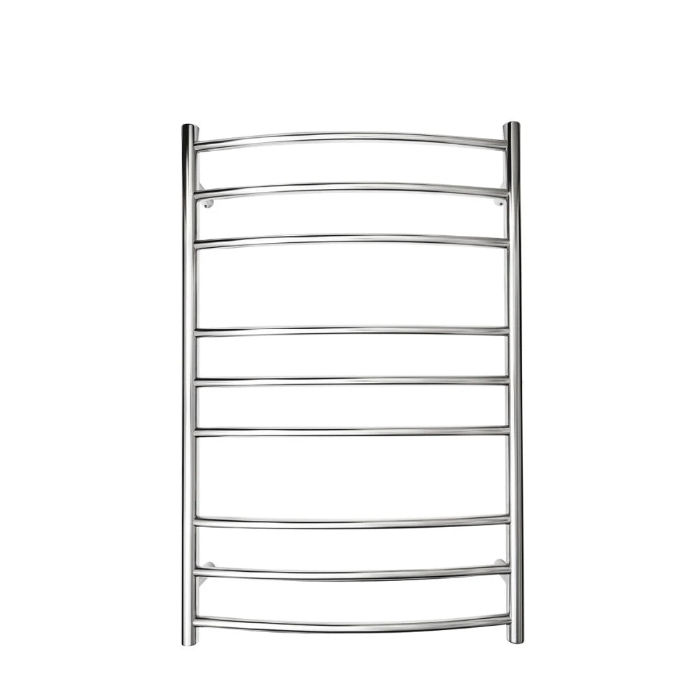 TRANQUILLITY MANHATTAN CURVED ROUND 9 BAR HEATED TOWEL WARMER 940(H)X620(W)X150(D) - POLISHESD STAINLESS