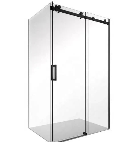 1200X800MM FRAMELESS SLIDING DOOR SHOWER ENCLOSURE- BLACK - The Tile Collection™