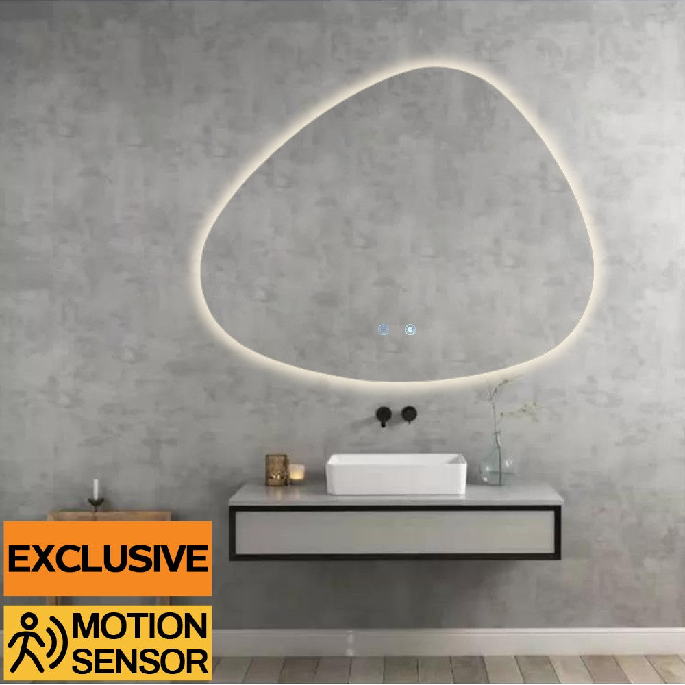 860x740x910MM ASYMMETRICAL LED BATHROOM MIRROR - BACKLIT VANITY MIRROR WITH MOTION SENSOR - The Tile Collection™