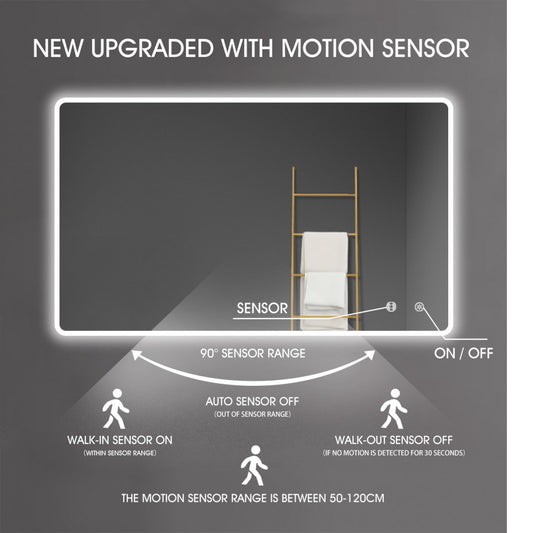 1500X750MM RECTANGULAR LED BATHROOM MIRROR WITH DEMISTER & 3 COLOURS LIGHT - The Tile Collection™
