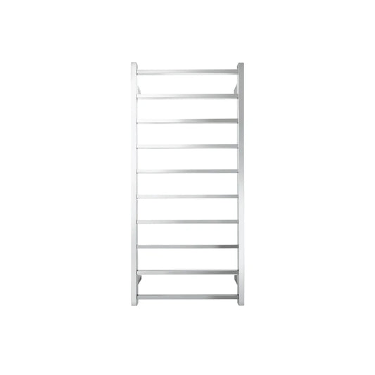 TRANQUILLITY JERSEY 10 BAR SQUARE HEATED TOWEL WARMER 1340H*620W*120D - BRUSHED STAINLESS - The Tile Collection™