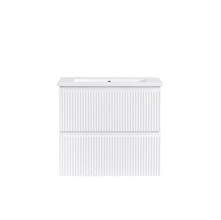 VERTO MOSCO 750MM PLYWOOD WALL HUNG VANITY - MATT WHITE, FLUTED FRONT