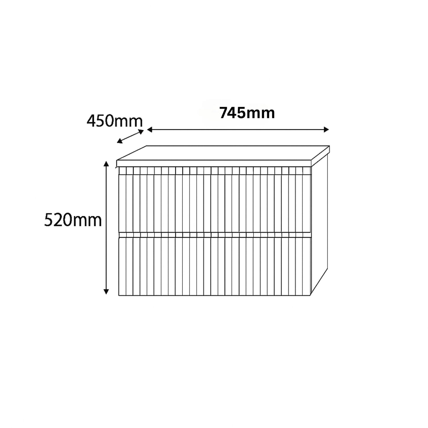 750MM FLUTED FRONT WALL HUNG VANITY- MATT WHITE
