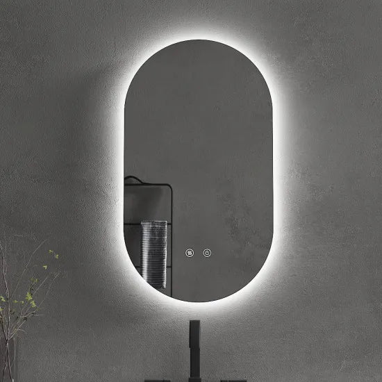 900x450MM PILL SHAPE BACKLIT LED MIRROR WITH TOUCH SENSOR NG| DEFOGGER | 3 COLOURS LIGHTS - The Tile Collection™