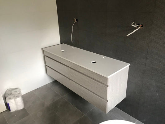 PURE WHITE SOLID SURFACE VANITY TOP - CUSTOM SIZES AVAILABLE