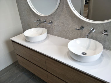 PURE WHITE SOLID SURFACE VANITY TOP - CUSTOM SIZES AVAILABLE