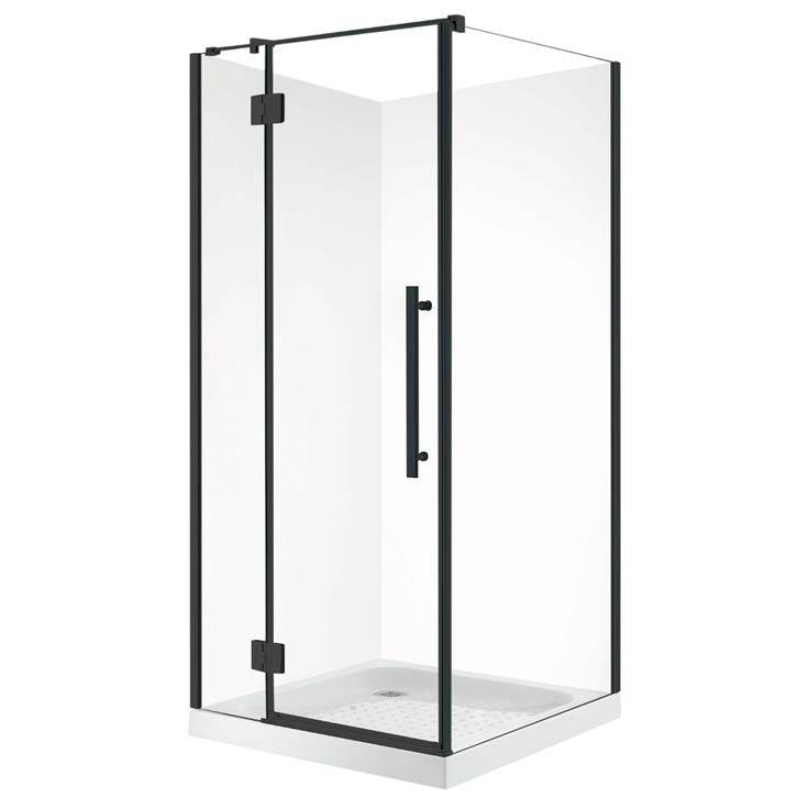 1000X1000MM SQUARE FRAMELESS SHOWER GLASS - BLACK - The Tile Collection™
