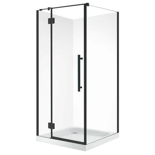 1000X1000MM SQUARE FRAMELESS SHOWER GLASS - BLACK - The Tile Collection™