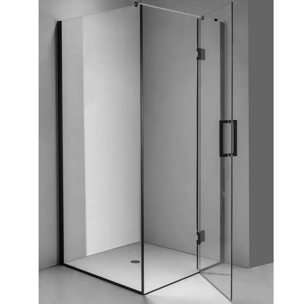 1000X1000MM SQUARE FRAMELESS SHOWER GLASS - BLACK - The Tile Collection™