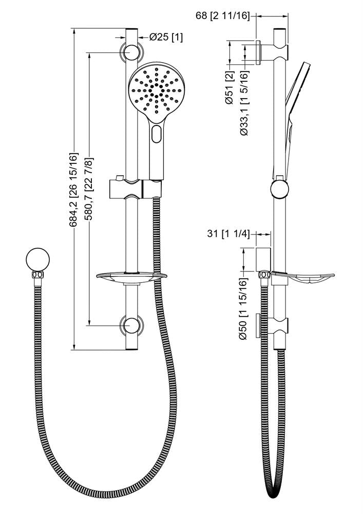 OPAL ROUND SHOWER SLIDE WITH HAND SHOWER - 5 COLOURS - The Tile Collection™