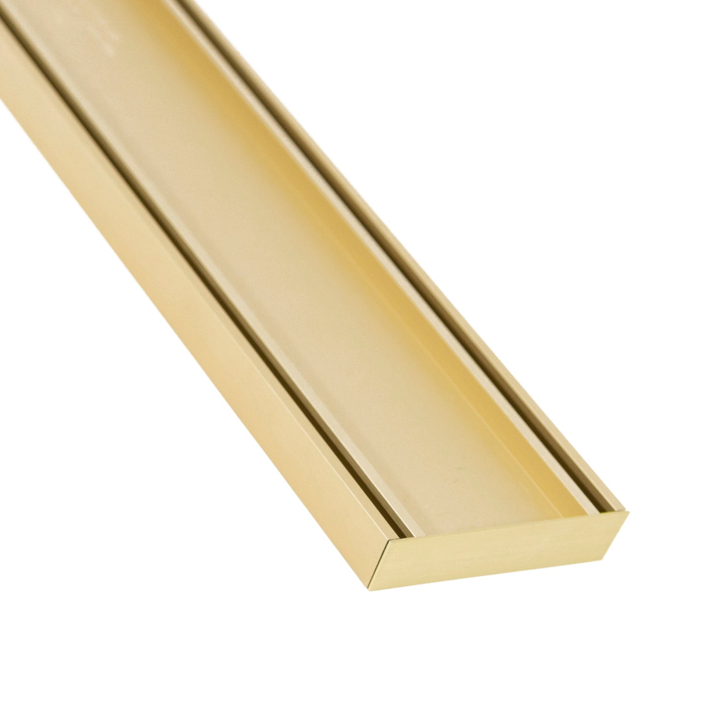 LAUXES SLIMLINE ALUMINIUM TILE INSERT CHANNEL DRAIN - MATTE GOLD - The Tile Collection™