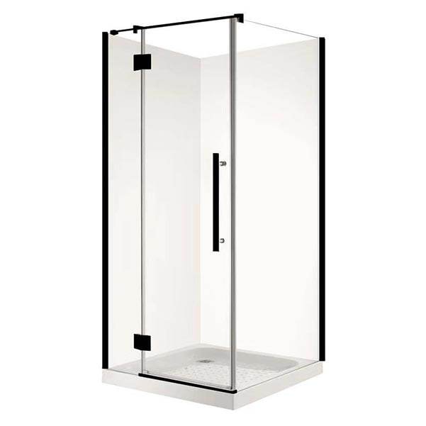 1000X1000MM SQUARE FRAMELESS SHOWER GLASS - BLACK - The Tile Collection™
