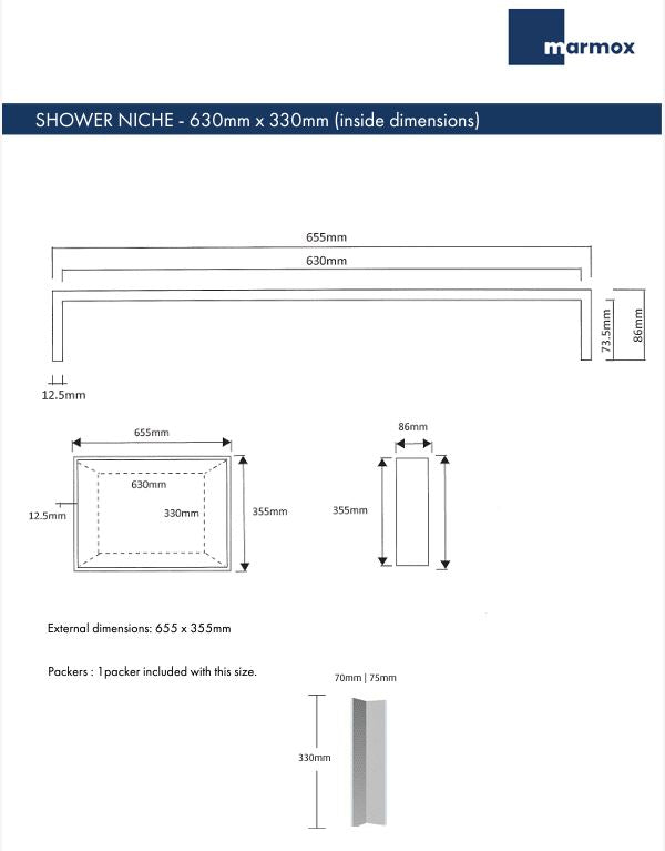 MARMOX SHOWER NICHE 630X330MM - The Tile Collection™