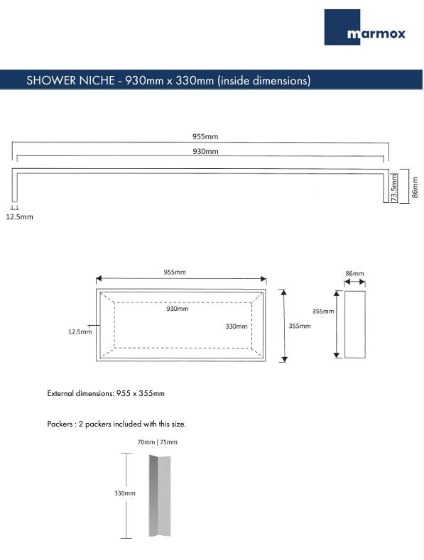MARMOX SHOWER NICHE 930X330MM - The Tile Collection™