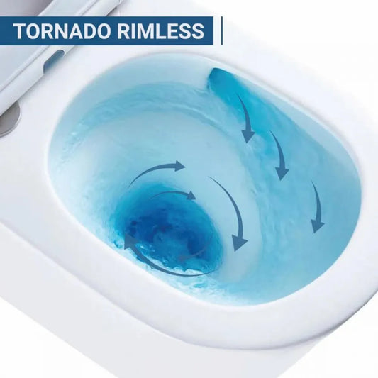 BROOKLYN OVERHEIGHT ZERO RIM TORNADO TOILET SUITE - RIMLESS, OVERHEIGHT & POWERFUL FLUSH - The Tile Collection™