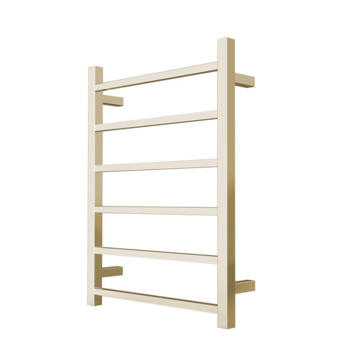 6 BAR SQUARE HEATED TOWEL RAIL 675H*600W TC- BRUSHED BRASS