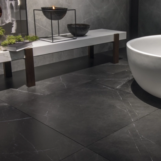 CLOUDY BLACK HONED PORCELAIN TILE 600X1200MM - $75/SQM - The Tile Collection™