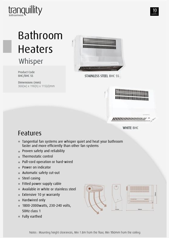 TRANQUILITY WHISPER BATHROOM HEATERS - The Tile Collection™