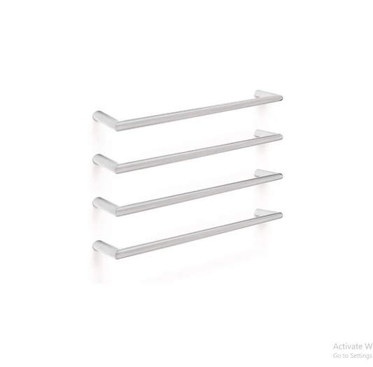 TRANQUILLITY ROUND SINGLE BAR HEATED TOWEL RAIL 600MM - BRUSHED STAINLESS - The Tile Collection™