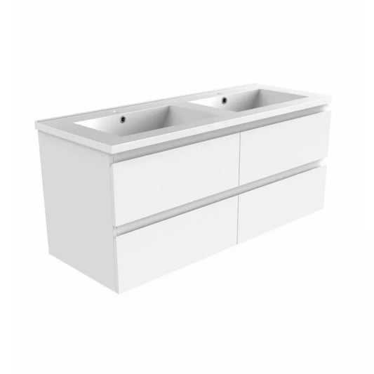 NELSON WALL HUNG VANITY | 1200MM | GLOSS WHITE | PLYWOOD| DOUBLE BASIN - The Tile Collection™