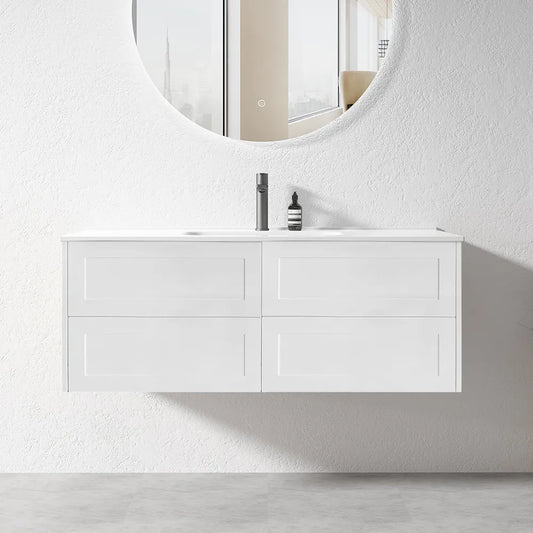HAMPTON WALL HUNG VANITY | 1200MM | SHAKER STYLE | PLYWOOD | SINGLE BASE CABINET ONLY - The Tile Collection™