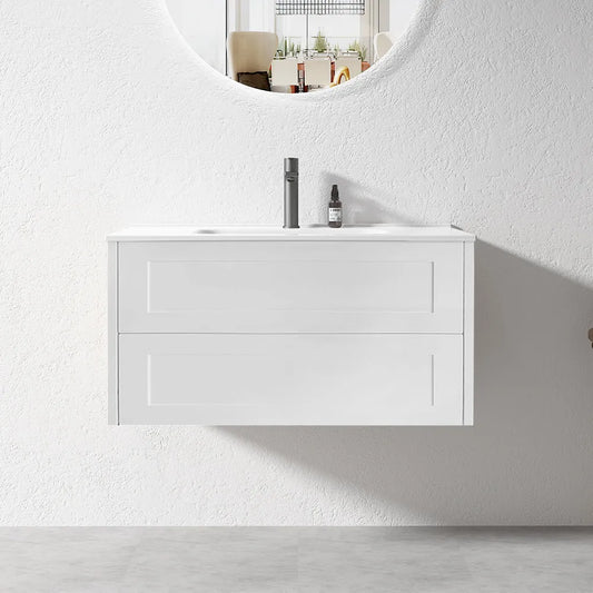 HAMPTON WALL HUNG VANITY | 900MM | SHAKER STYLE | PLYWOOD - The Tile Collection™