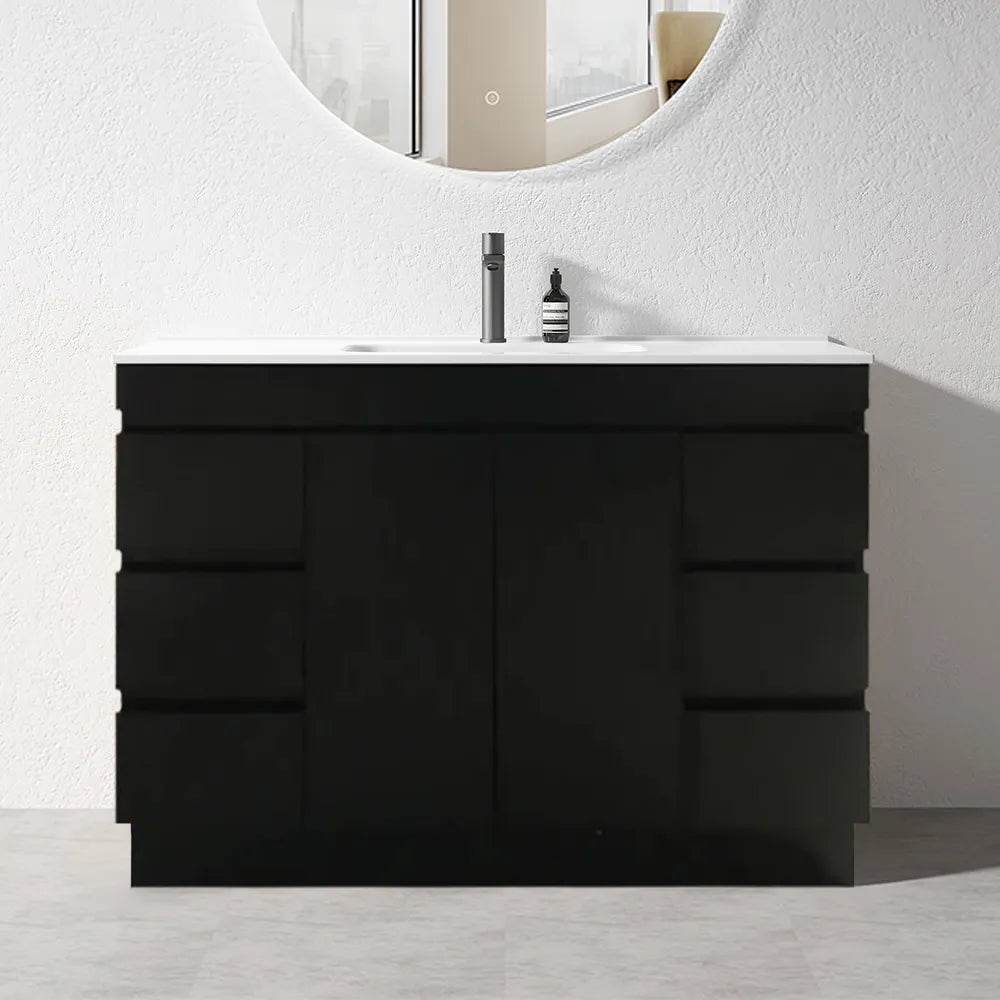 1200MM MADRID PLYWOOD DARK OAK FREESTANDING VANITY SINGLE BASIN - The Tile Collection™