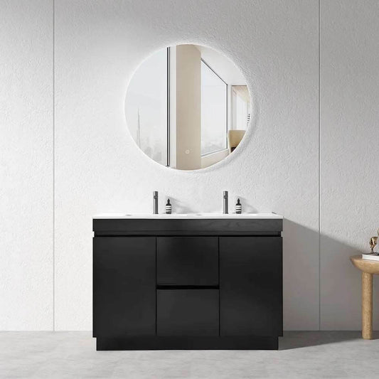 1200MM MADRID PLYWOOD DARK OAK FLOOR STANDING VANITY | DOUBLE BASIN - The Tile Collection™