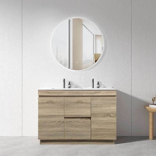 1200MM MADRID PLYWOOD LIGHT OAK FLOOR STANDING VANITY | DOUBLE BASIN - The Tile Collection™