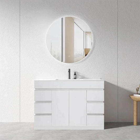 1200MM MADRID PLYWOOD WHITE GLOSS FREESTANDING VANITY SINGLE BASIN - The Tile Collection™