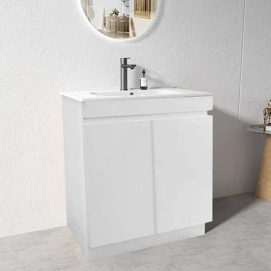 600MM MADRID WHITE PLYWOOD FLOORSTANDING VANITY WITH CERAMIC TOP - The Tile Collection™