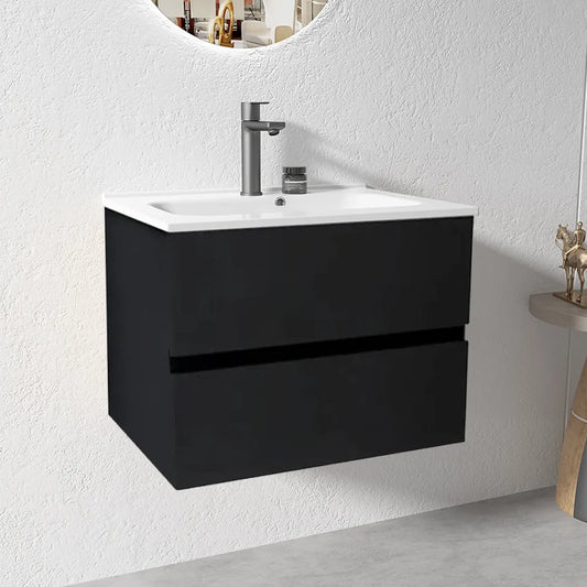 NELSON WALL HUNG VANITY | 600MM | DARK OAK | PLYWOOD - The Tile Collection™