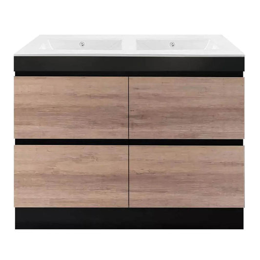 1200MM POLO BLACK AND LIGHT OAK FREESTANDING VANITY DOUBLE BASIN - The Tile Collection™
