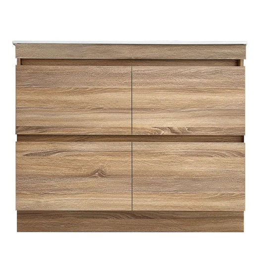 1500MM POLO LIGHT OAK PLYWOOD FLOORSTANDING VANITY DOUBLE BASIN - The Tile Collection™