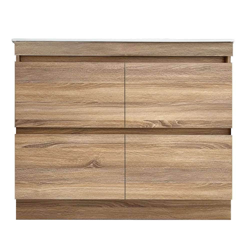 1200MM POLO LIGHT OAK PLYWOOD FREESTANDING VANITY DOUBLE BASIN - The Tile Collection™