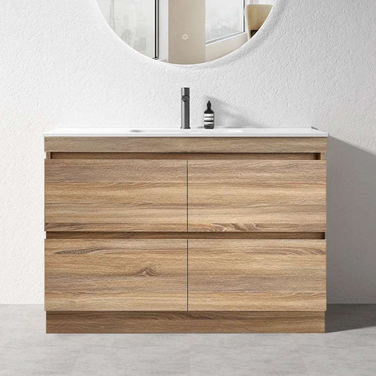 1500MM POLO LIGHT OAK PLYWOOD FLOORSTANDING VANITY SINGLE BASIN - The Tile Collection™