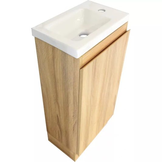 YOLO SLIM FLOOR STANDING VANITY | LIGHT OAK | 400MM | PLYWOOD - The Tile Collection™