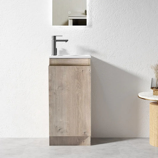 YOLO SLIM FLOOR STANDING VANITY | LIGHT OAK | 400MM | PLYWOOD - The Tile Collection™