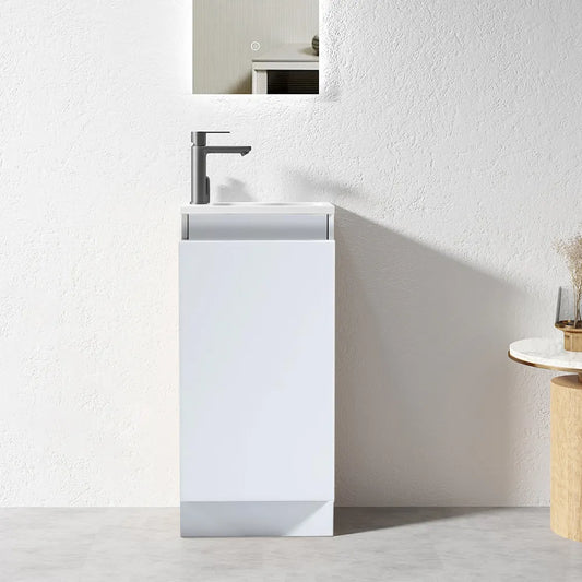 YOLO SLIM FLOOR STANDING VANITY | WHITE GLOSS | 400MM | PLYWOOD - The Tile Collection™