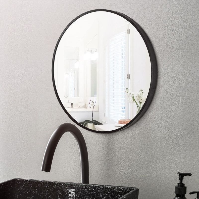 SERAPHINE BLACK FRAMED ROUND MIRROR | 900MM | DN - The Tile Collection™