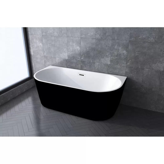 1500MM OVAL FREESTANDING BACK TO WALL BATH - BLACK AND WHITE