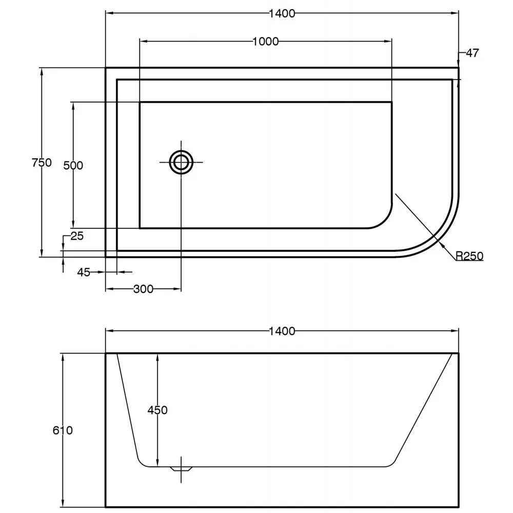 1400MM LEFT CORNER BACK TO WALL FREESTANDING BATH - The Tile Collection™