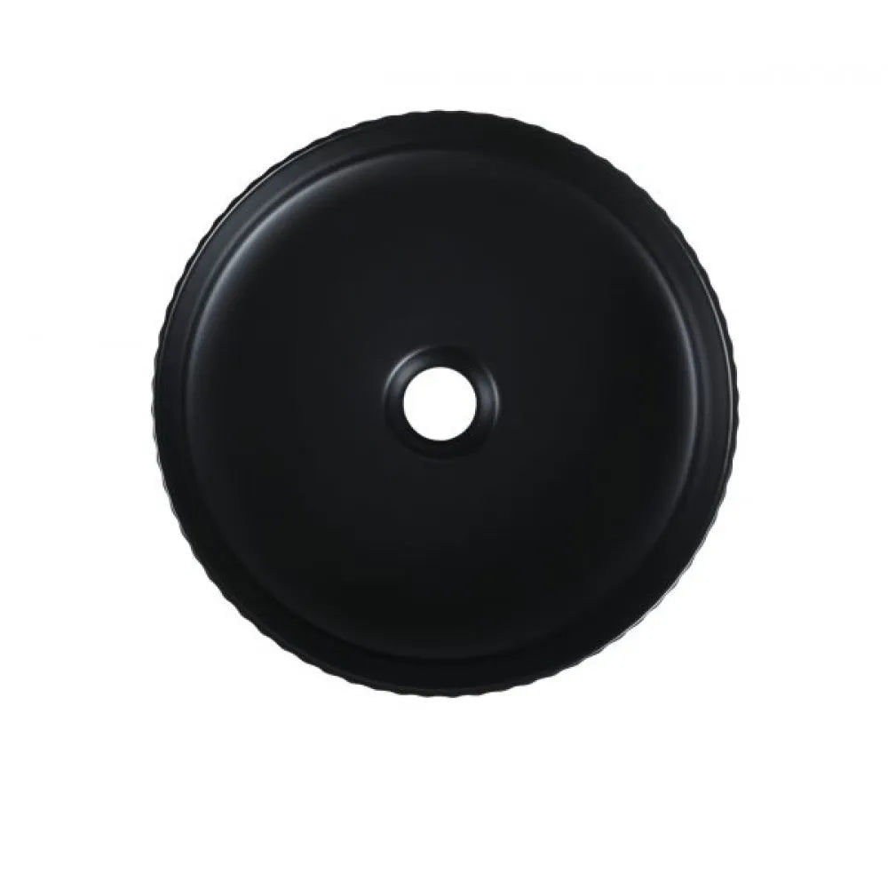 360MM ROUND FLUTED CERAMIC BASIN - MATT BLACK (ABOVE-COUNTER )