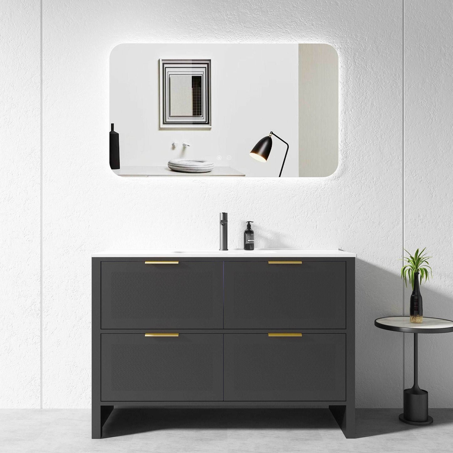 1200MM MATTE BLACK PLYWOOD SINGLE BASIN FLOORSTANDING VANITY NB SINGLE BASIN - The Tile Collection™