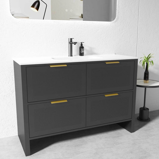 1200MM MATTE BLACK PLYWOOD SINGLE BASIN FLOORSTANDING VANITY NB SINGLE BASIN - The Tile Collection™