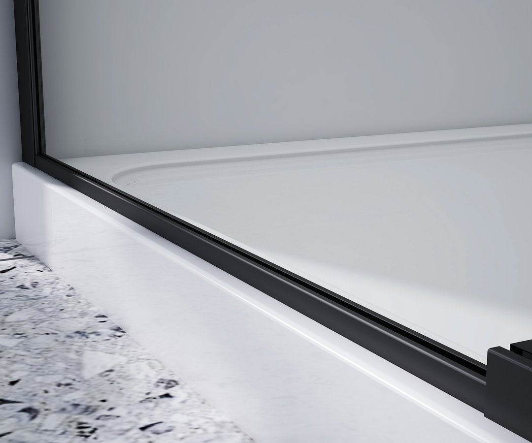 1200MM FRAMELESS SLIDING SHOWER DOOR GLASS- MATTE BLACK - The Tile Collection™