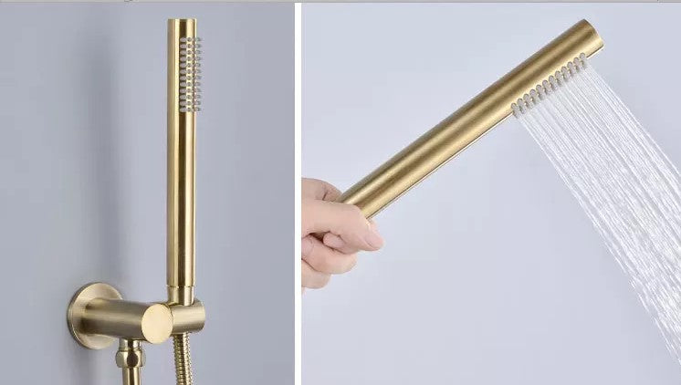 CHASE PREMIUM ROUND DUAL RAIN SHOWER COLUMN - BRUSHED BRASS - The Tile Collection™