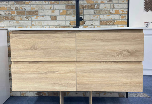 NELSON WALL HUNG VANITY | 1800MM | LIGHT OAK | DOUBLE BASIN | PLYWOOD - The Tile Collection™